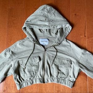 Cropped zip up hoodie
